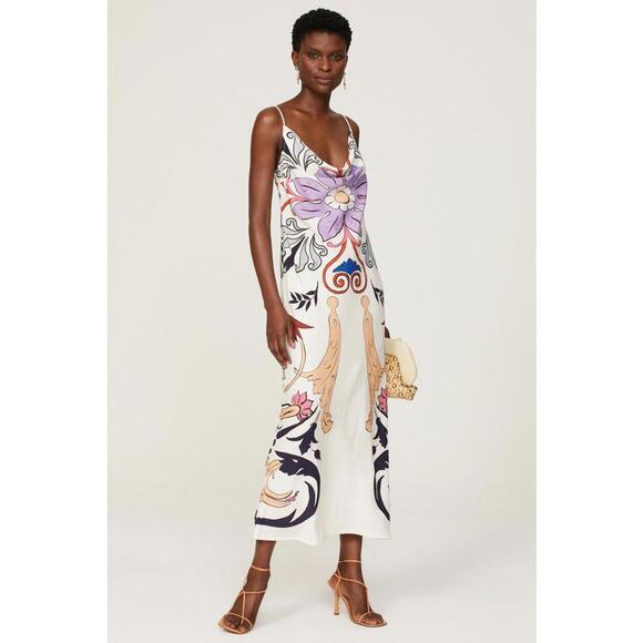 CAROLINA K Scrolls White Slip Dress Size XS
